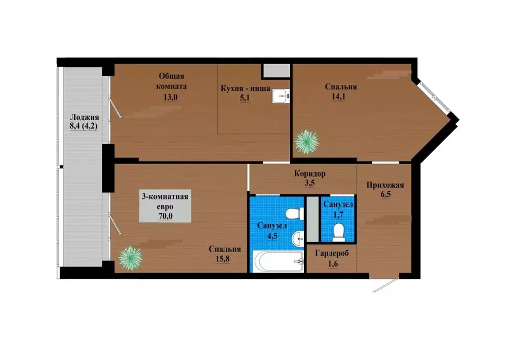 3-к кв. Забайкальский край, Чита просп. Маршала Жукова (69.5 м) - Фото 0