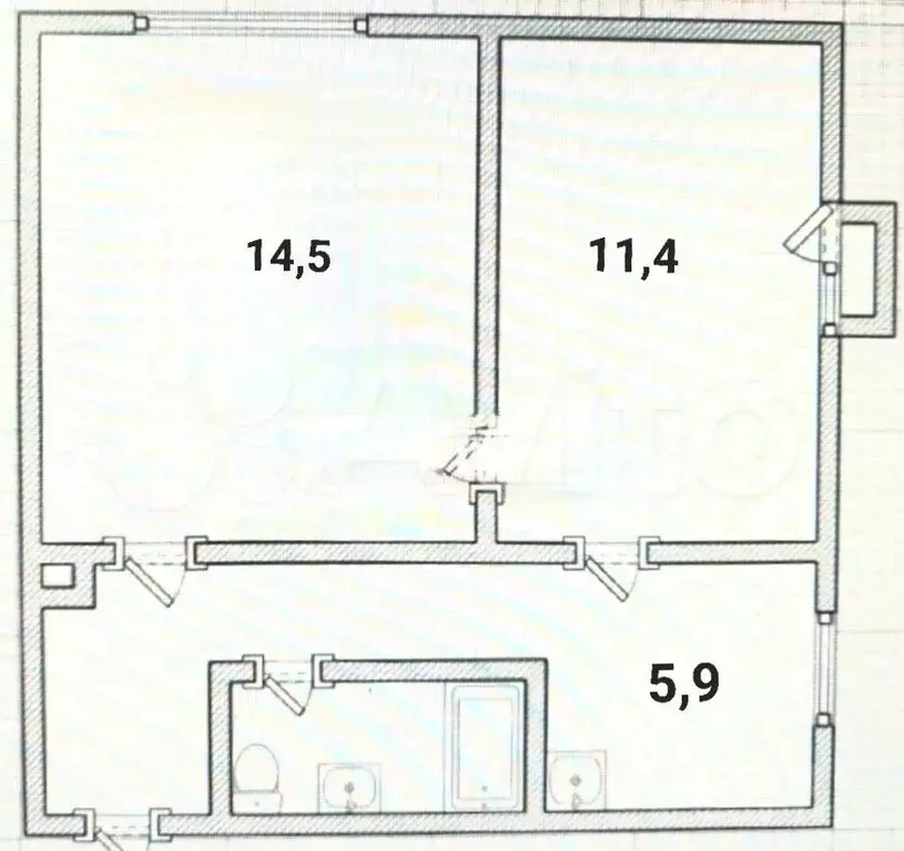 2-к. квартира, 40,5 м, 5/5 эт. - Фото 1