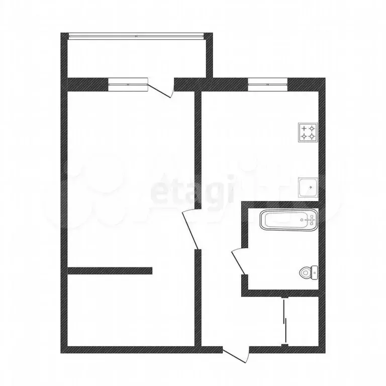 1-к. квартира, 32,8 м, 4/5 эт. - Фото 0