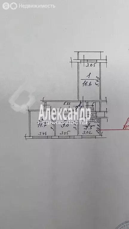3-комнатная квартира: Светогорск, Красноармейская улица, 2 (59.4 м) - Фото 2