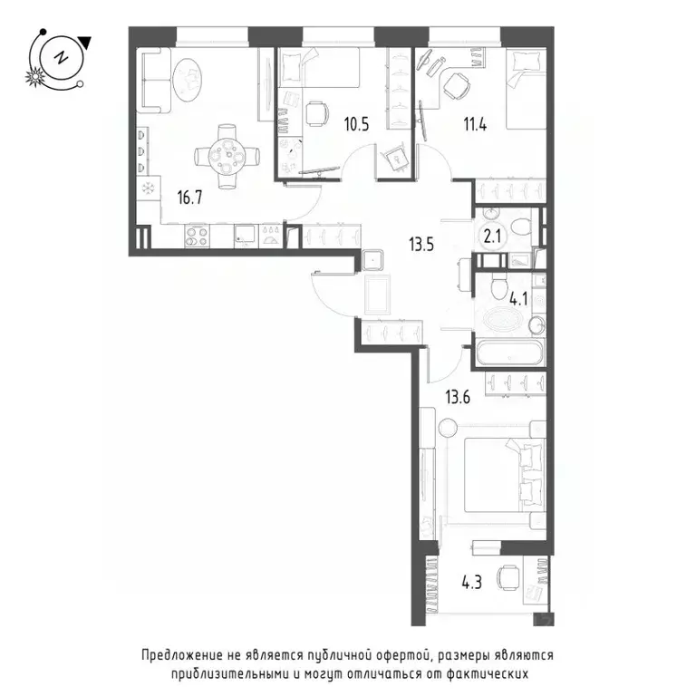 3-к кв. Омская область, Омск Зеленая река мкр,  (74.1 м) - Фото 0