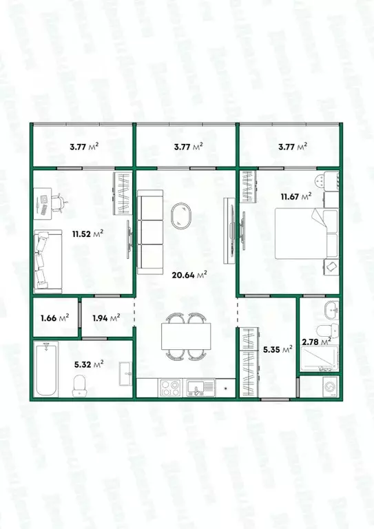 2-к кв. Кировская область, Киров Московская ул., 213 (61.8 м) - Фото 1