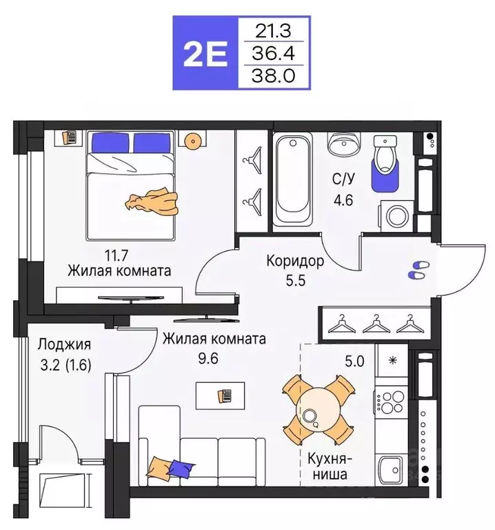 2-к кв. Пермский край, Пермь ул. Карла Модераха, 7 (38.0 м) - Фото 1