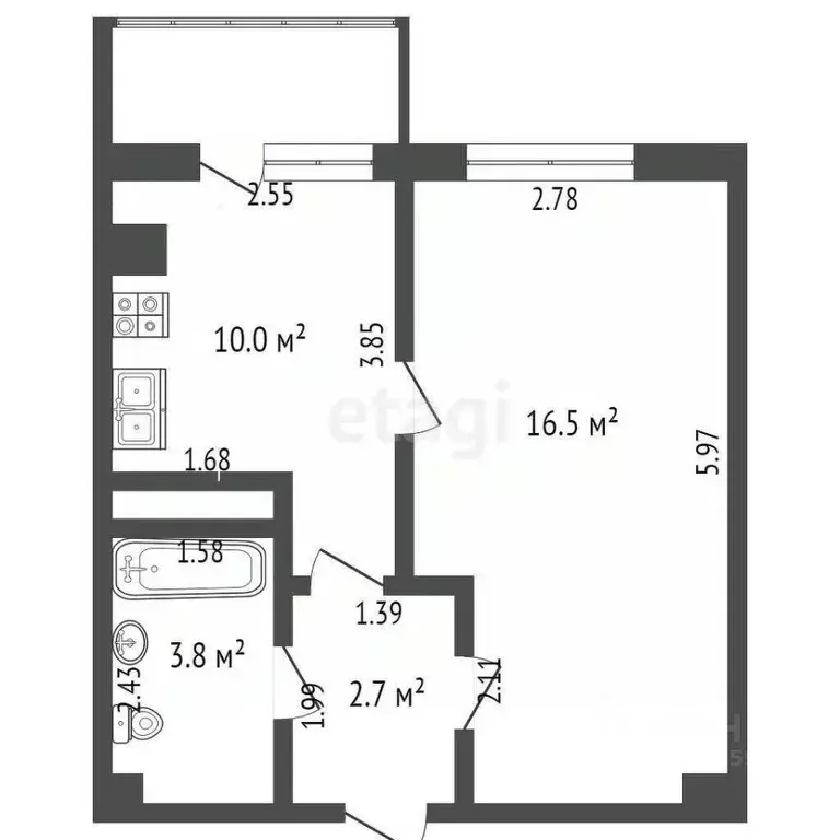 1-к кв. Саха (Якутия), Якутск Воинская ул., 10/1 (30.2 м) - Фото 1