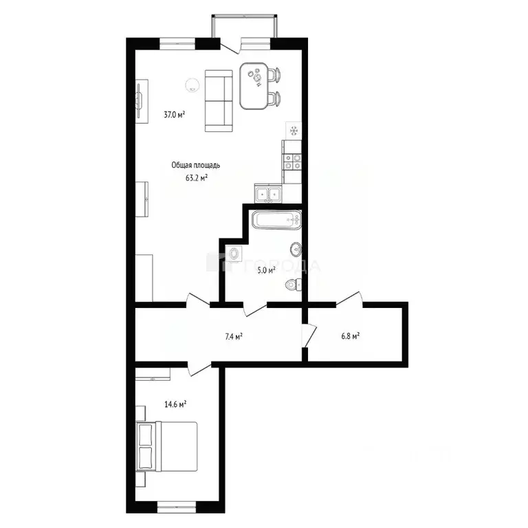 2-к кв. Новосибирская область, Новосибирск Красный просп., 234 (63.2 ... - Фото 2