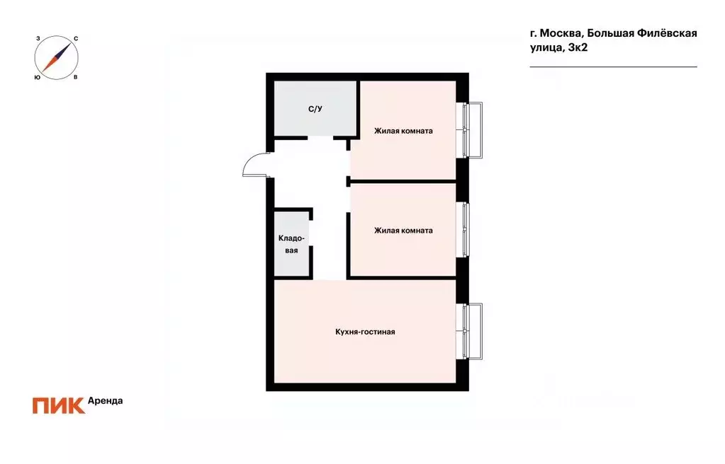 3-к кв. Москва Большая Филевская ул., 3к2 (56.7 м) - Фото 2