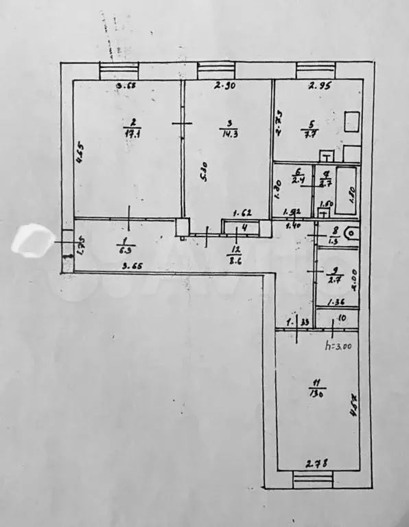 3-к. квартира, 77,6 м, 2/4 эт. - Фото 0