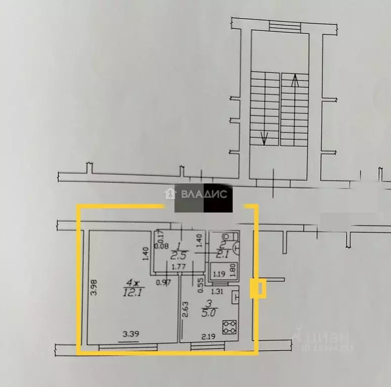 1-к кв. Калининградская область, Гусев Морская ул., 1 (21.7 м) - Фото 2