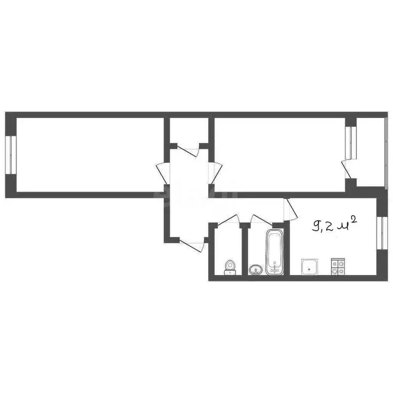Квартира, 2 комнаты, 56.9 м - Фото 1