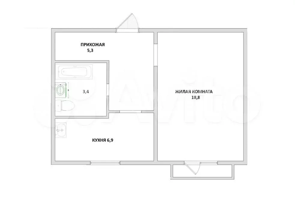 1-к. квартира, 35,5 м, 3/6 эт. - Фото 0