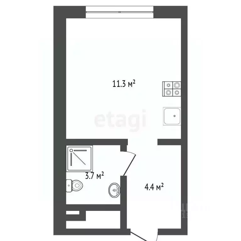 Студия Тюменская область, Тюмень Новгородская ул., 9А (22.2 м) - Фото 0