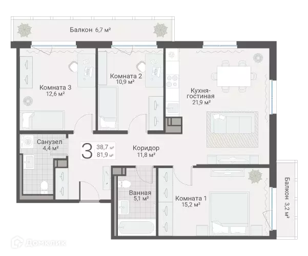 Продаётся 3-к квартира, 81.9 м - Фото 0