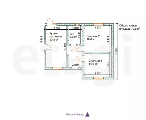 Дом в станица Гостагаевская, Цветочная улица (76 м) - Фото 1