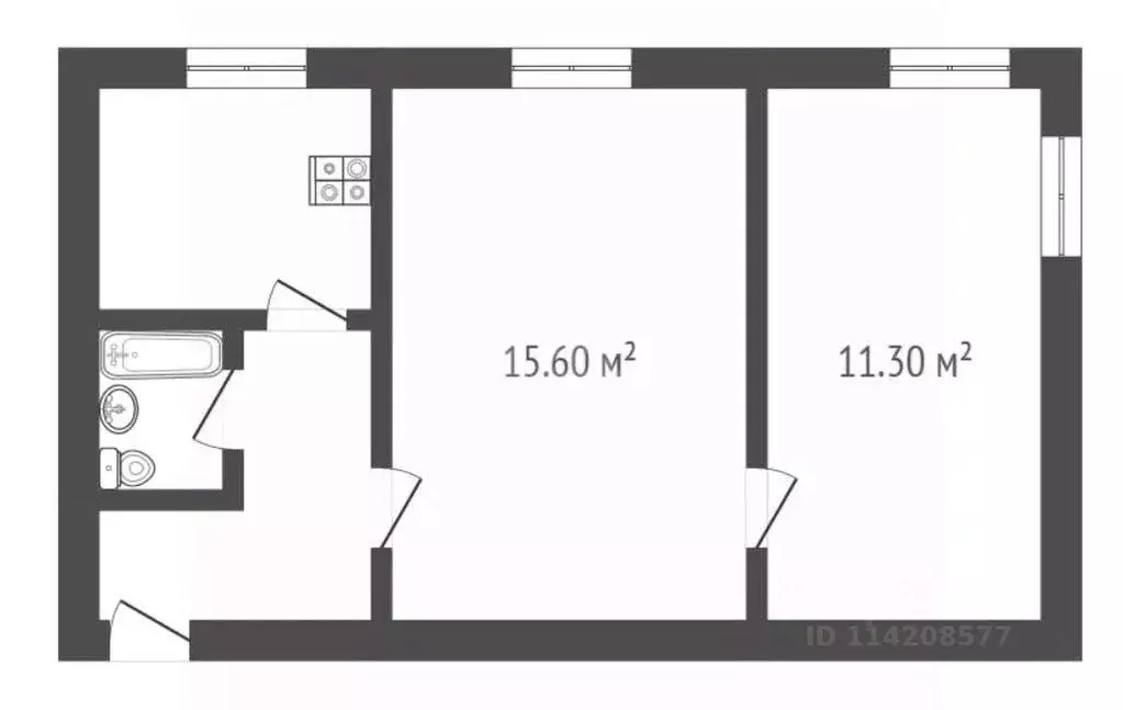2-к кв. Воронежская область, Борисоглебск Бланская ул., 80 (36.9 м) - Фото 2