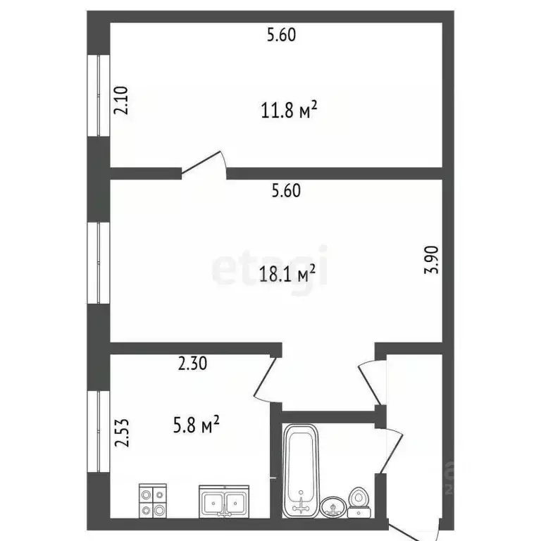 2-к кв. Калужская область, Калуга пос. Резвань, Школьная ул., 5 (41.8 ... - Фото 2
