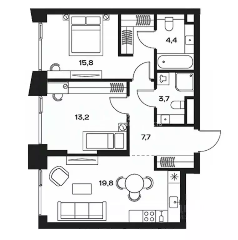 2-к кв. Москва Часовая ул., 28к1 (65.0 м) - Фото 1