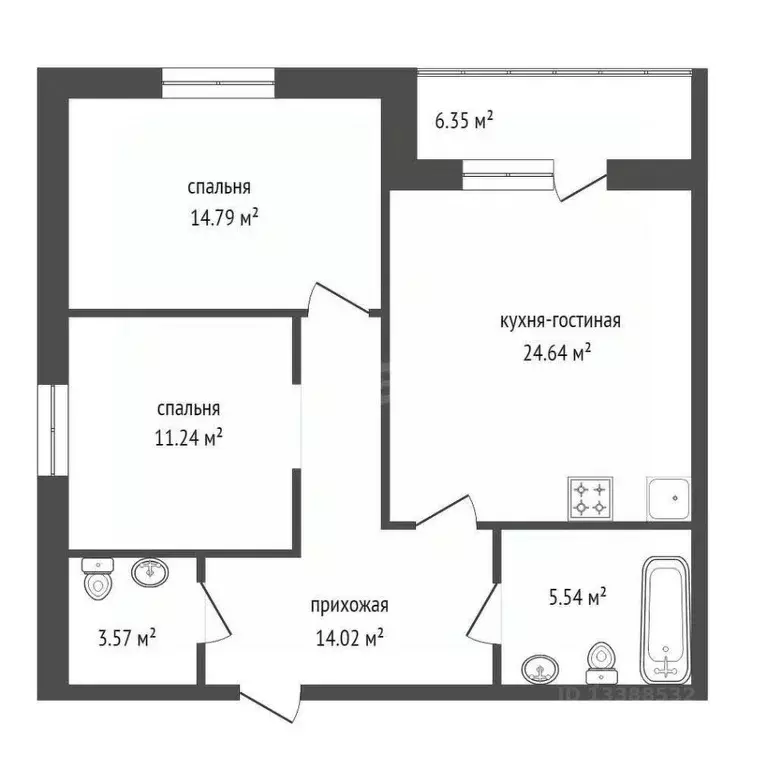2-к кв. Красноярский край, Красноярск ул. Академика Киренского, 41 ... - Фото 1