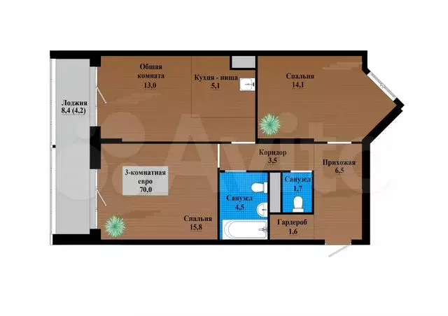 3-к. квартира, 70 м, 9/12 эт. - Фото 0