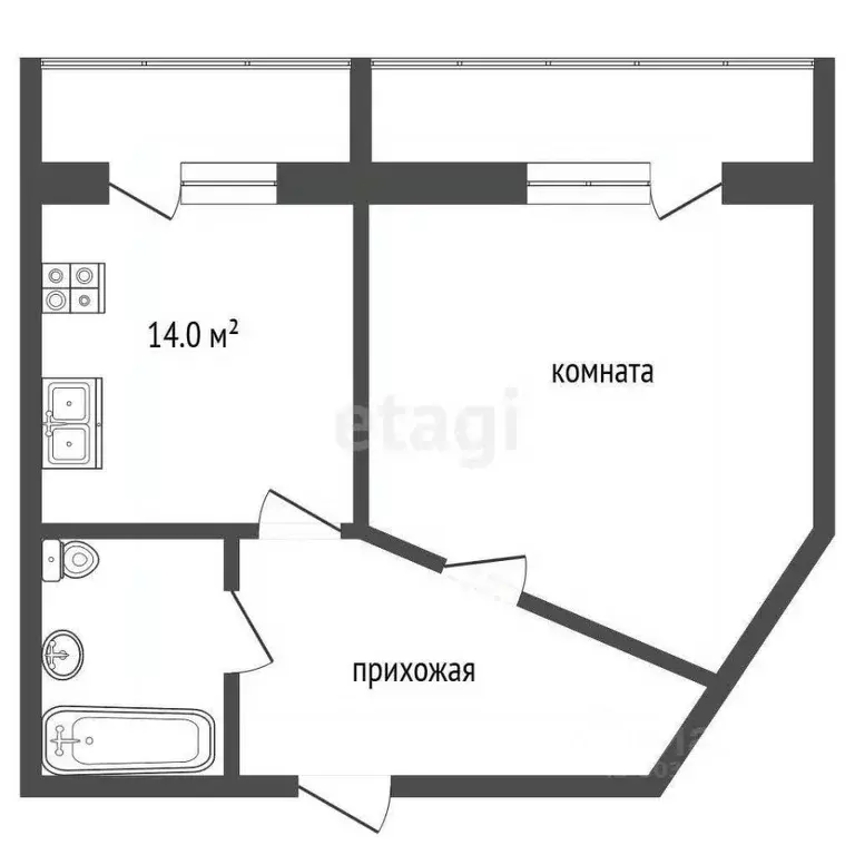 1-к кв. Ставропольский край, Пятигорск ул. Булгакова (49.9 м) - Фото 1