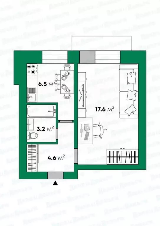 1-к кв. Кировская область, Киров Ленинградская ул., 10в (31.9 м) - Фото 1
