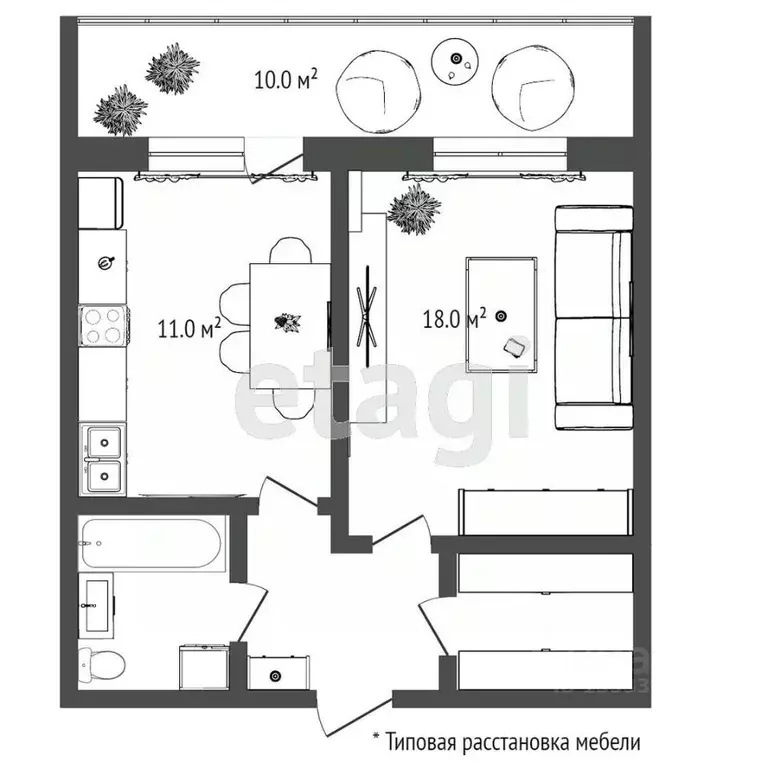 1-к кв. Тюменская область, Тюмень Амурская ул., 2 (34.0 м) - Фото 1