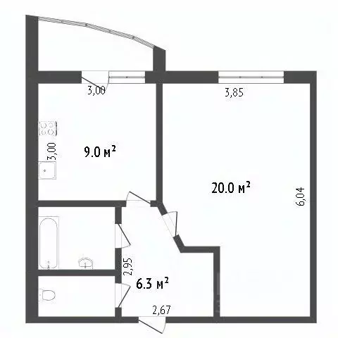 1-к кв. Белгородская область, Белгород ул. Макаренко, 38 (40.5 м) - Фото 2