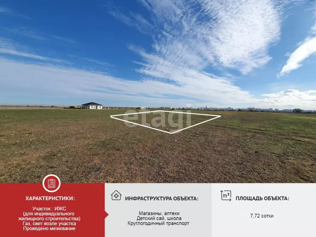 Участок в Крым, Сакский район, с. Уютное  (7.72 сот.) - Фото 1