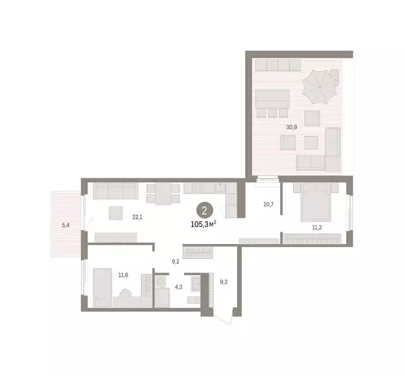 2-комнатная квартира: Новосибирский район, рабочий посёлок Краснообск, ... - Фото 2