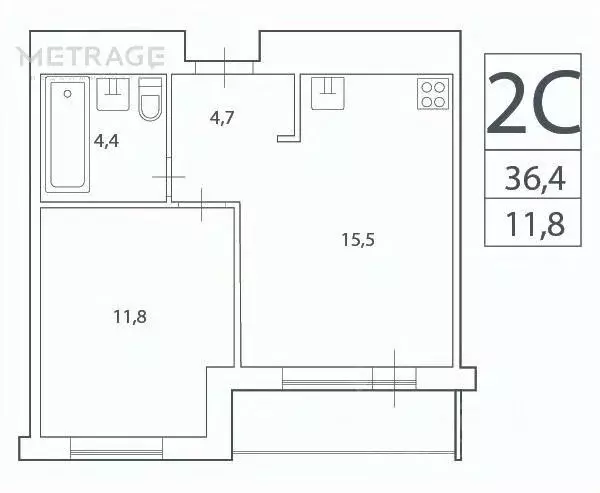 1-к кв. Московская область, Котельники ул. Сосновая, 1к5 (36.4 м) - Фото 2