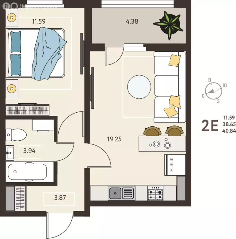 1-комнатная квартира: Курск, микрорайон Курского Завода Тракторных ... - Фото 1