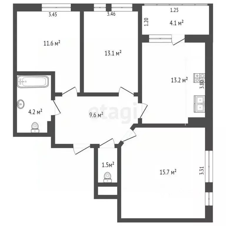 3-к кв. Ростовская область, Ростов-на-Дону ул. Вересаева, 102/1с3 ... - Фото 1