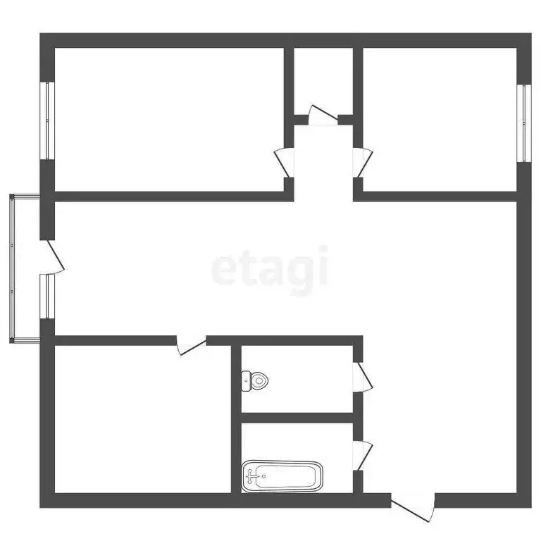 3-комнатная квартира: Троицк, улица имени М.В. Фрунзе, 2 (54.5 м) - Фото 1