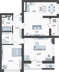 3-к кв. Краснодарский край, Сочи Бытха мкр, ул. Ясногорская, 16/2к3 ... - Фото 1