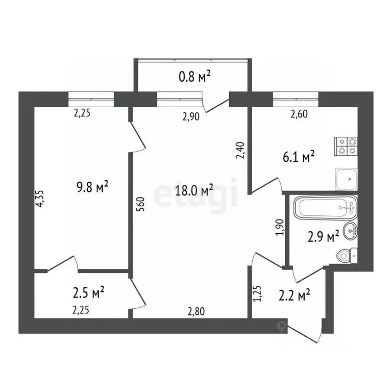 2-к кв. Калужская область, Белоусово Жуковский район, ул. Гурьянова, ... - Фото 2