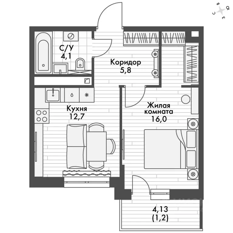 1-к кв. Татарстан, Зеленодольский район, Октябрьское с/пос, пос. ... - Фото 2