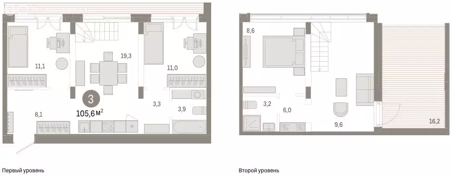 3-комнатная квартира: Тюмень, улица Республики, 205к2 (108.8 м) - Фото 1
