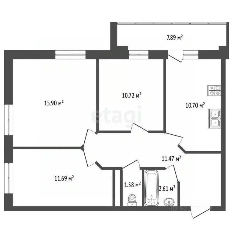 3-к кв. Татарстан, Набережные Челны ул. Аделя Кутуя, 16 (64.9 м) - Фото 2