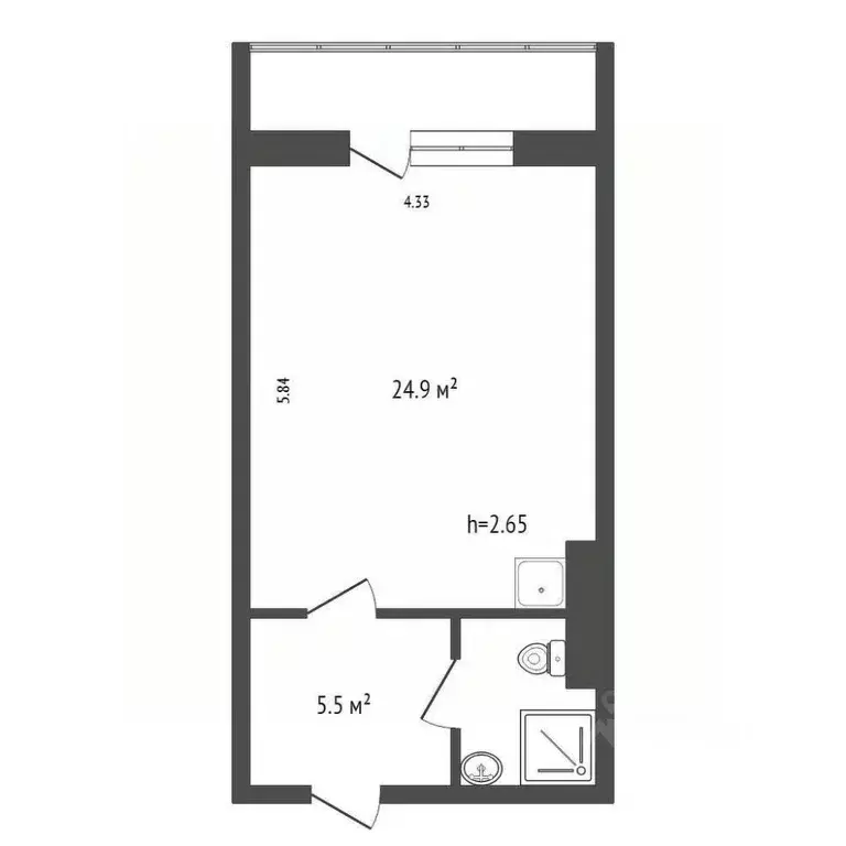 1-к кв. Красноярский край, Красноярск ул. Петра Подзолкова, 3Б (33.3 ... - Фото 2