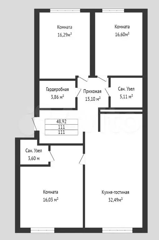 3-к. квартира, 110 м, 6/21 эт. - Фото 0