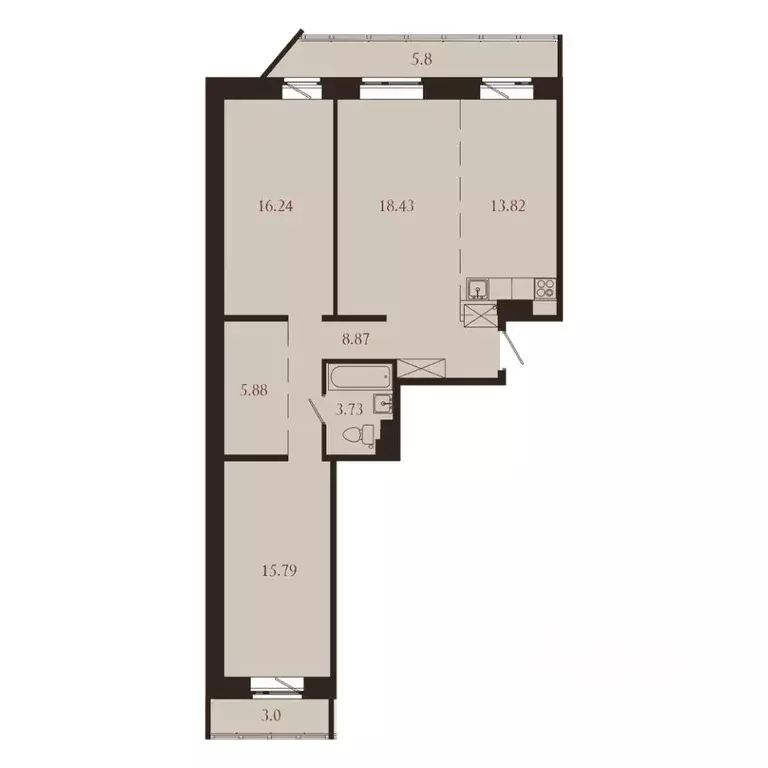 3-к кв. Иркутская область, Иркутск Советская ул., 115/1 (91.56 м) - Фото 1