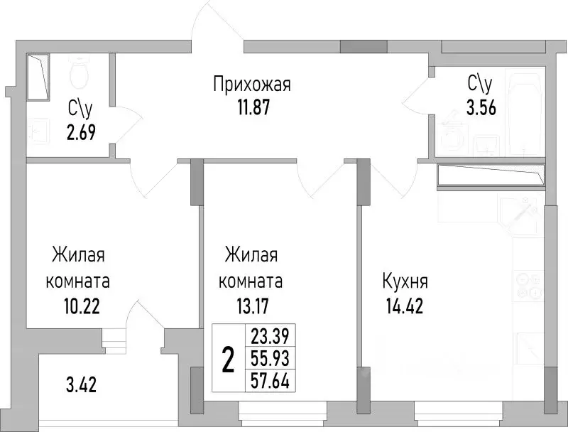 2-к кв. Воронежская область, Воронеж просп. Труда, 139к2 (57.64 м) - Фото 0