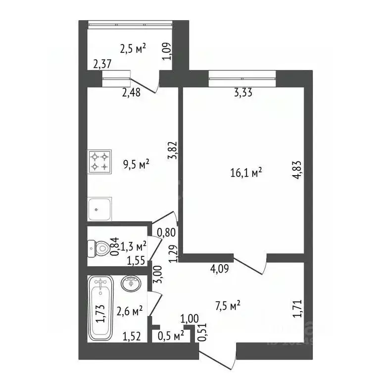1-к кв. Башкортостан, Уфа Хадии Давлетшиной бул., 18 (37.5 м) - Фото 2