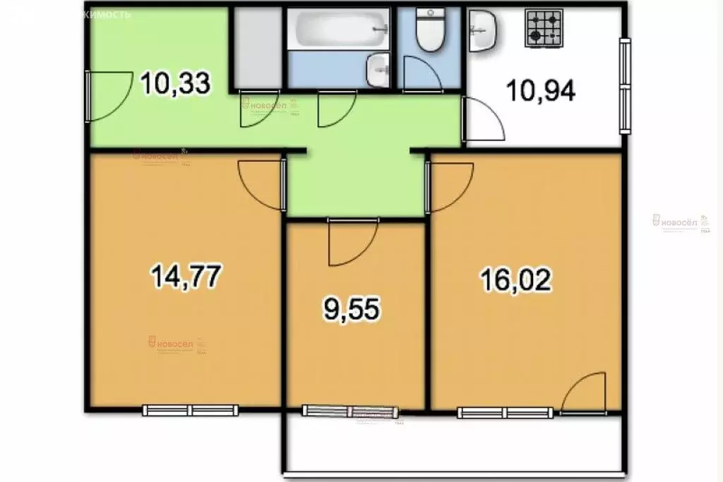 3-комнатная квартира: Екатеринбург, улица Калинина, 53 (77 м) - Фото 1