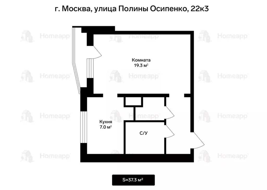 1-к кв. Москва ул. Полины Осипенко, 22К3 (37.3 м) - Фото 2