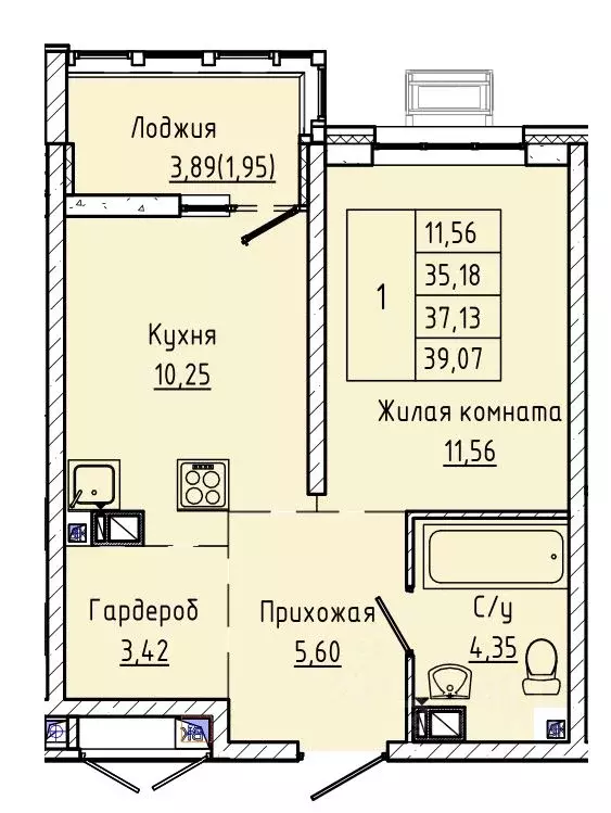 1-к кв. Ростовская область, Ростов-на-Дону ул. Текучева, 370/3 (36.4 ... - Фото 0