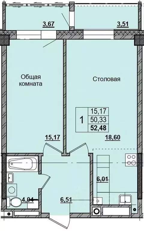 1-к кв. саха (якутия), якутск ул. красильникова, 5 (52.48 м) - Фото 0