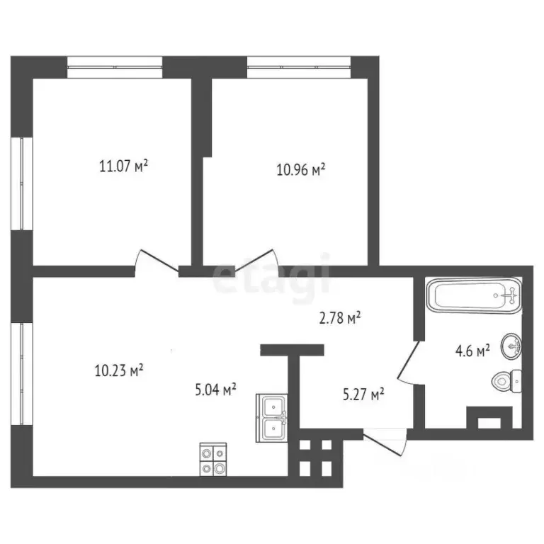 2-к кв. Тюменская область, Тюмень ул. Новоселов, 105 (56.2 м) - Фото 2