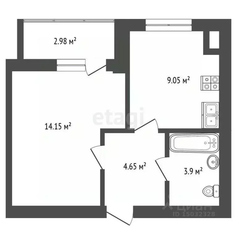 1-к кв. Владимирская область, Муром Пионерская ул., 5 (33.24 м) - Фото 1