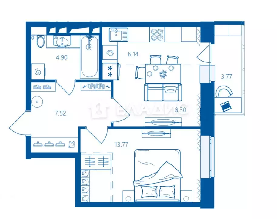 1-комнатная квартира: Брянск, улица Братьев Ткачёвых, 15к3 (40.5 м) - Фото 1