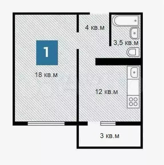 1-к. квартира, 39 м, 2/9 эт. - Фото 0